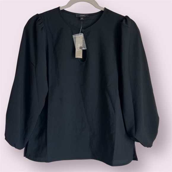 NWT J Crew Womens Long Sleeve Keyhole Top Black Color XSP - Picture 12 of 12